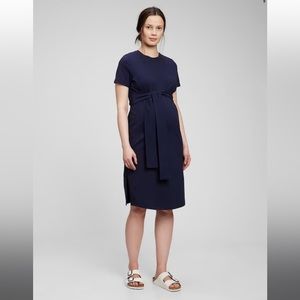 Navy gap maternity jersey tie-belt dress medium